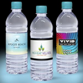 16.9 oz. Custom Label Spring Water w/ Berry Blue Flat Cap - Clear Bottle